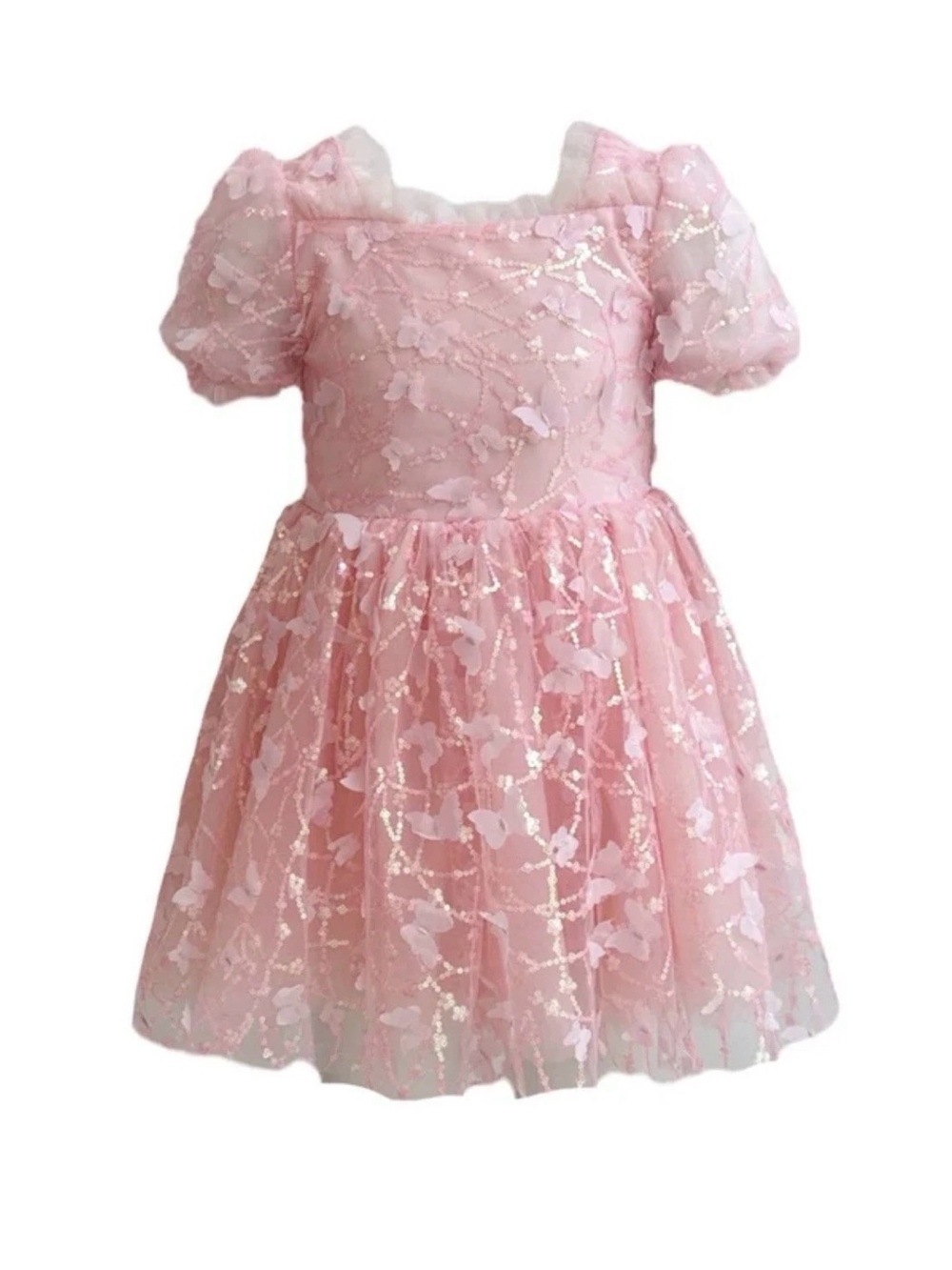NWT Lola + The Boys size 8 PINK BUTTERFLY PUFF TULLE DRESS - Retail Price $52